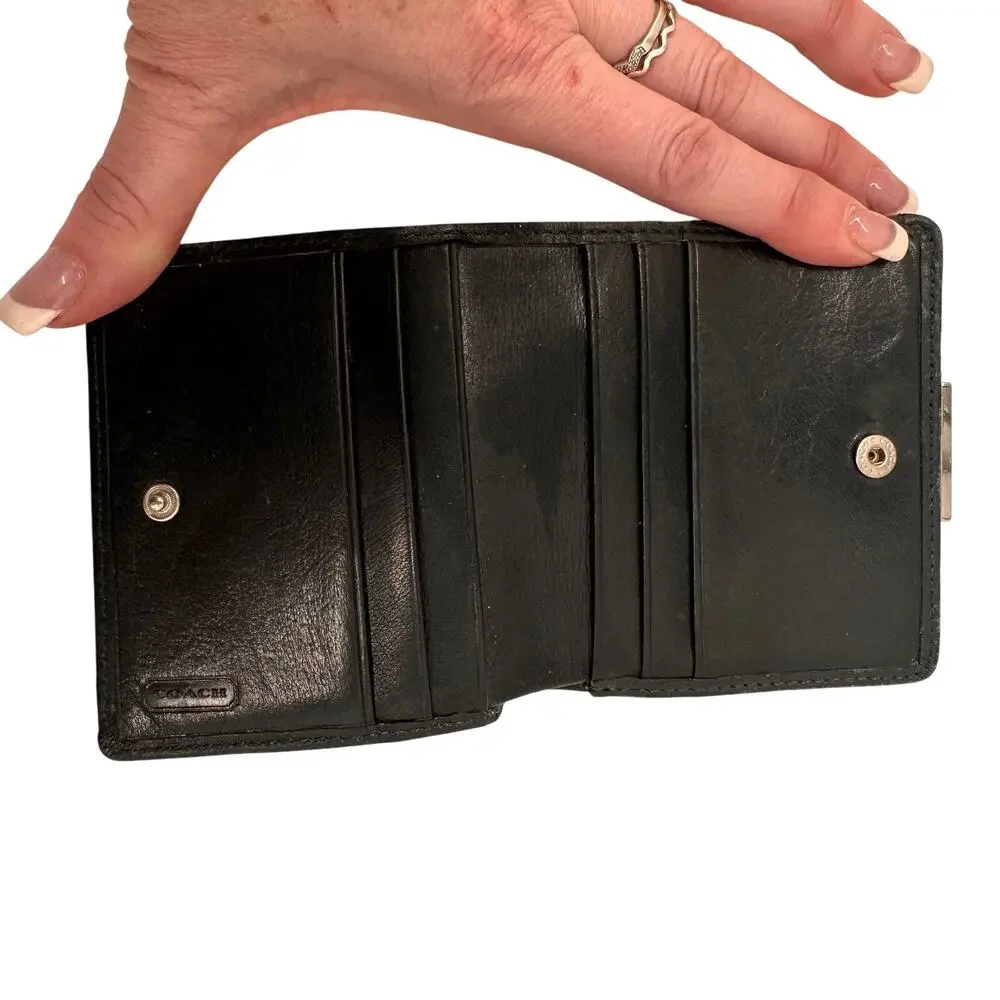Coach Vintage Black Leather Small Bi-Fold Coin Wallet Rare